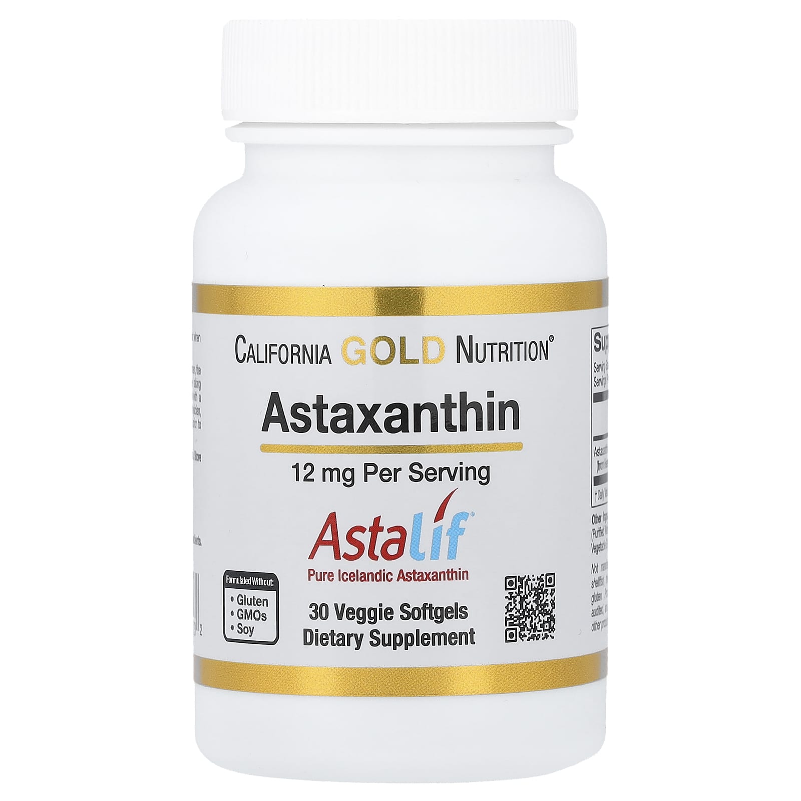 California Gold Nutrition, 蝦青素，Astalif® 全冰島，12 毫克，30 粒素食軟膠囊