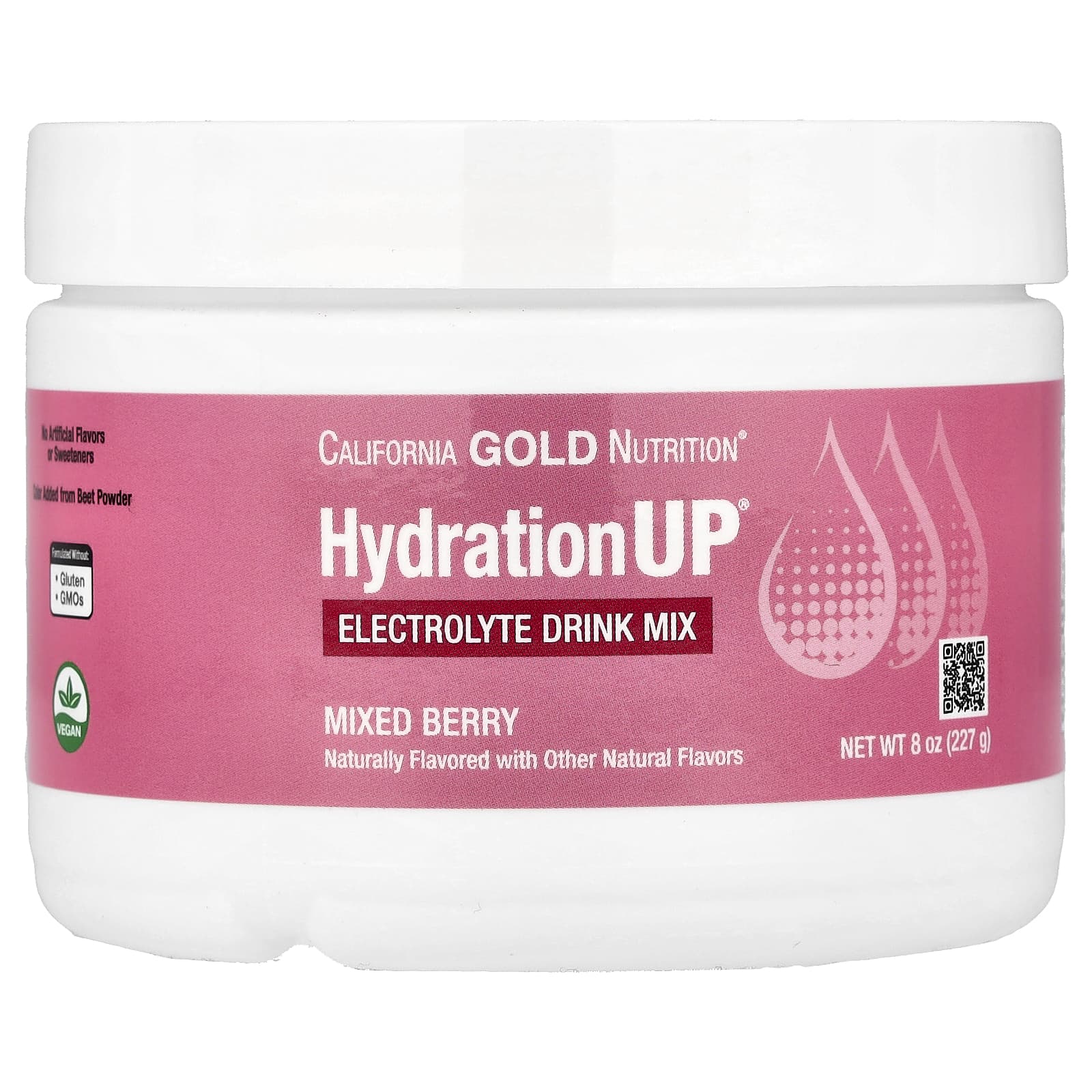 California Gold Nutrition, HydrationUP®，含鈣、鉀、維他命 C 與維他命 E，綜合莓果口味，8 盎司（227 克）