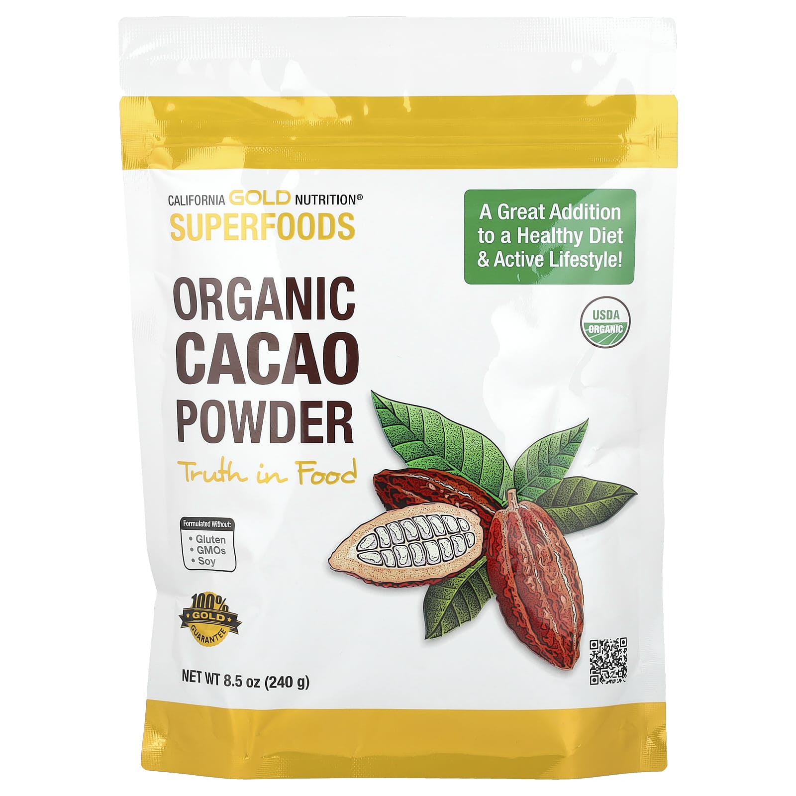 California Gold Nutrition, SuperFood，有機可可粉，8.5 盎司（240 克）