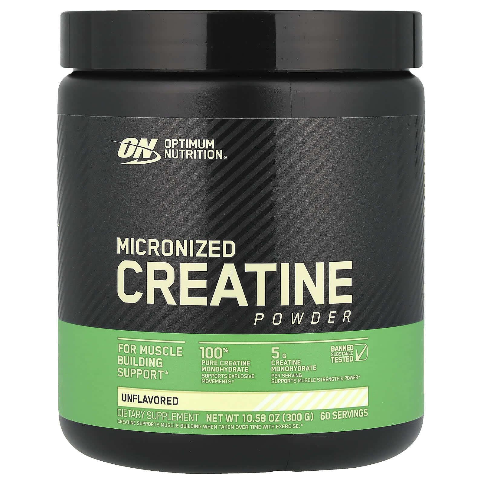 Optimum Nutrition, 肌酸粉，微粉化，天然原味，5000毫克，10.5盎司（300克）