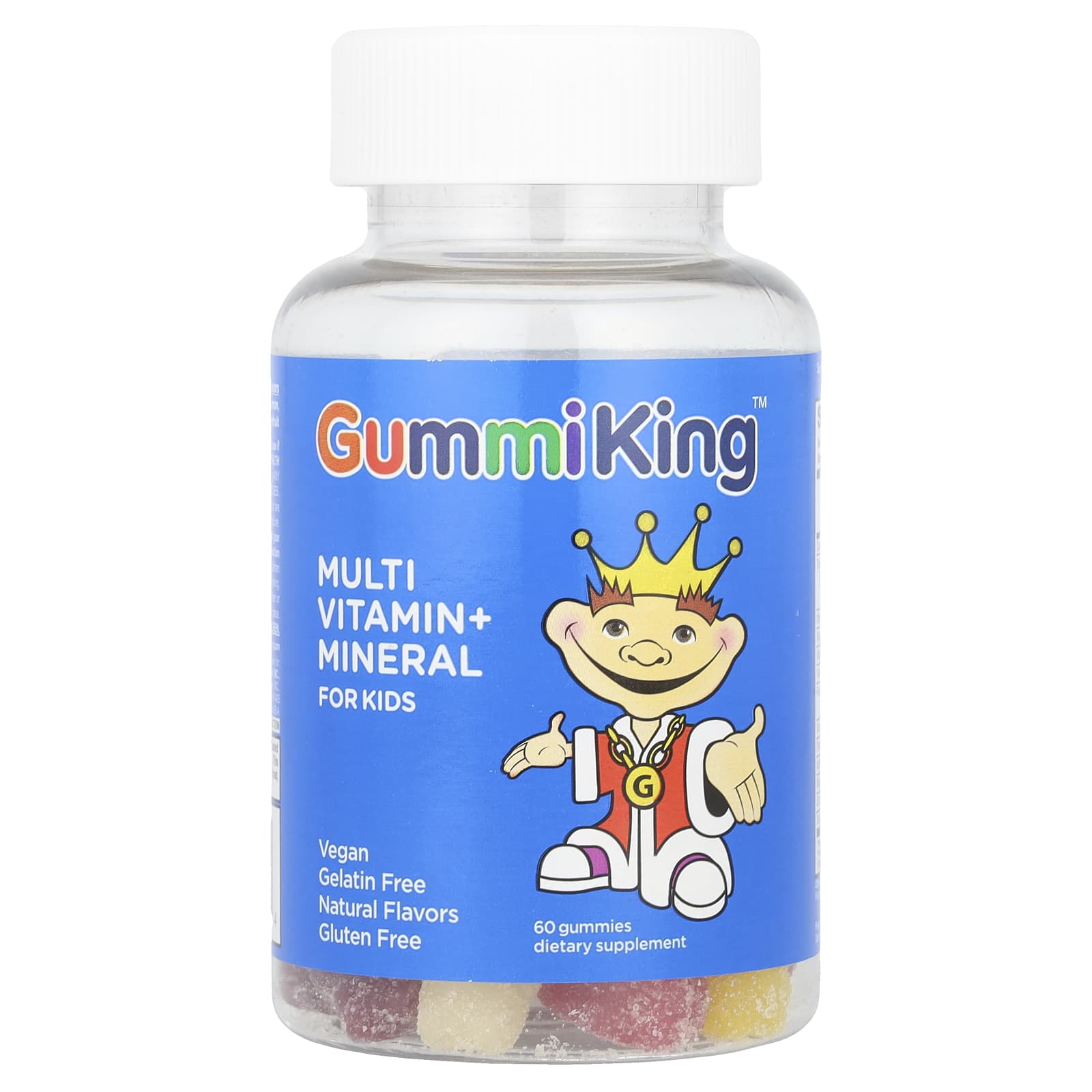 GummiKing, 兒童多維他命 + 礦物質軟糖，草莓、橙子、檸檬、葡萄、櫻桃和葡萄柚味，60 粒