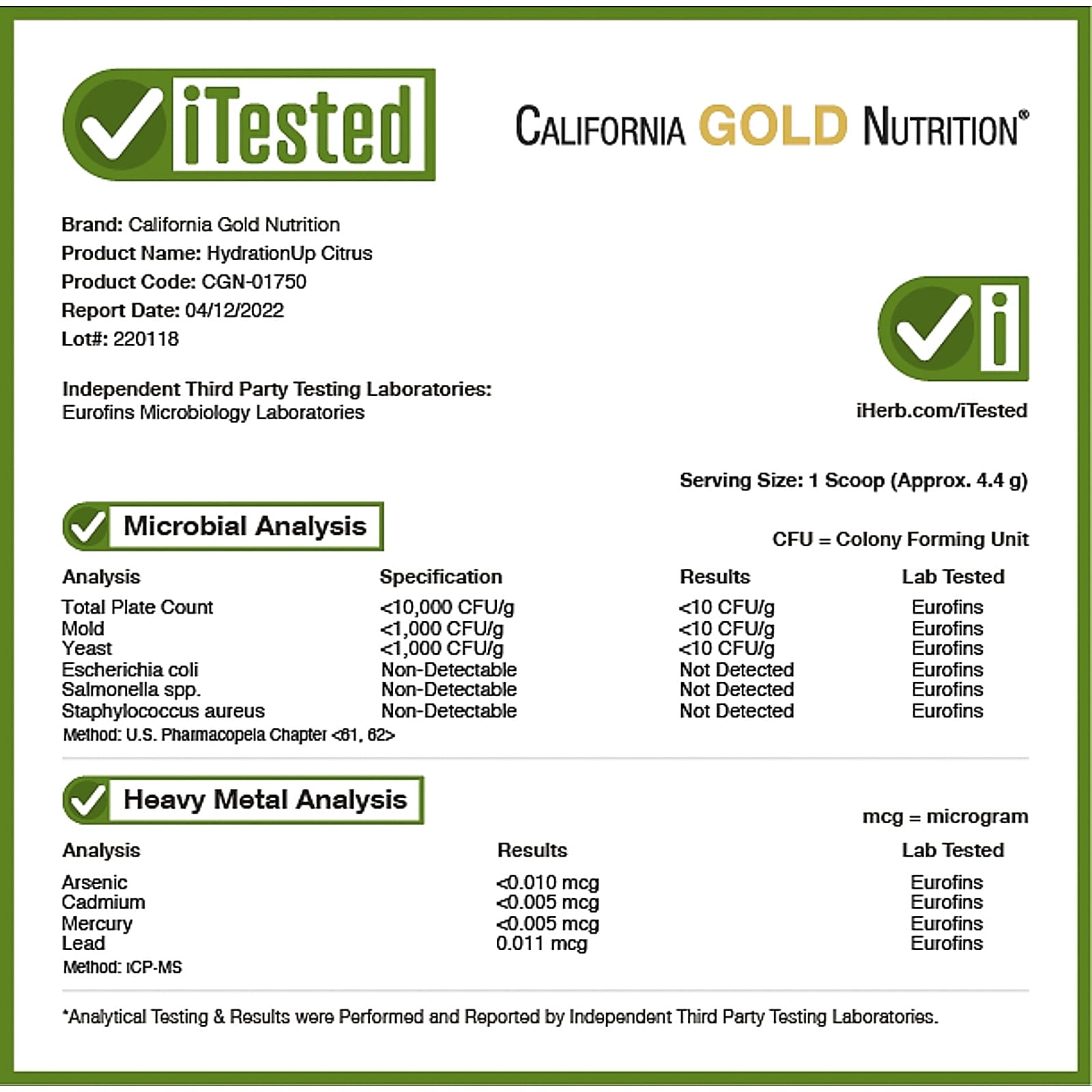 California Gold Nutrition, HydrationUP®，含鈣、鉀、維他命 C 和維他命 E 的電解質混合飲品，柑橘味，8 盎司（227 克）