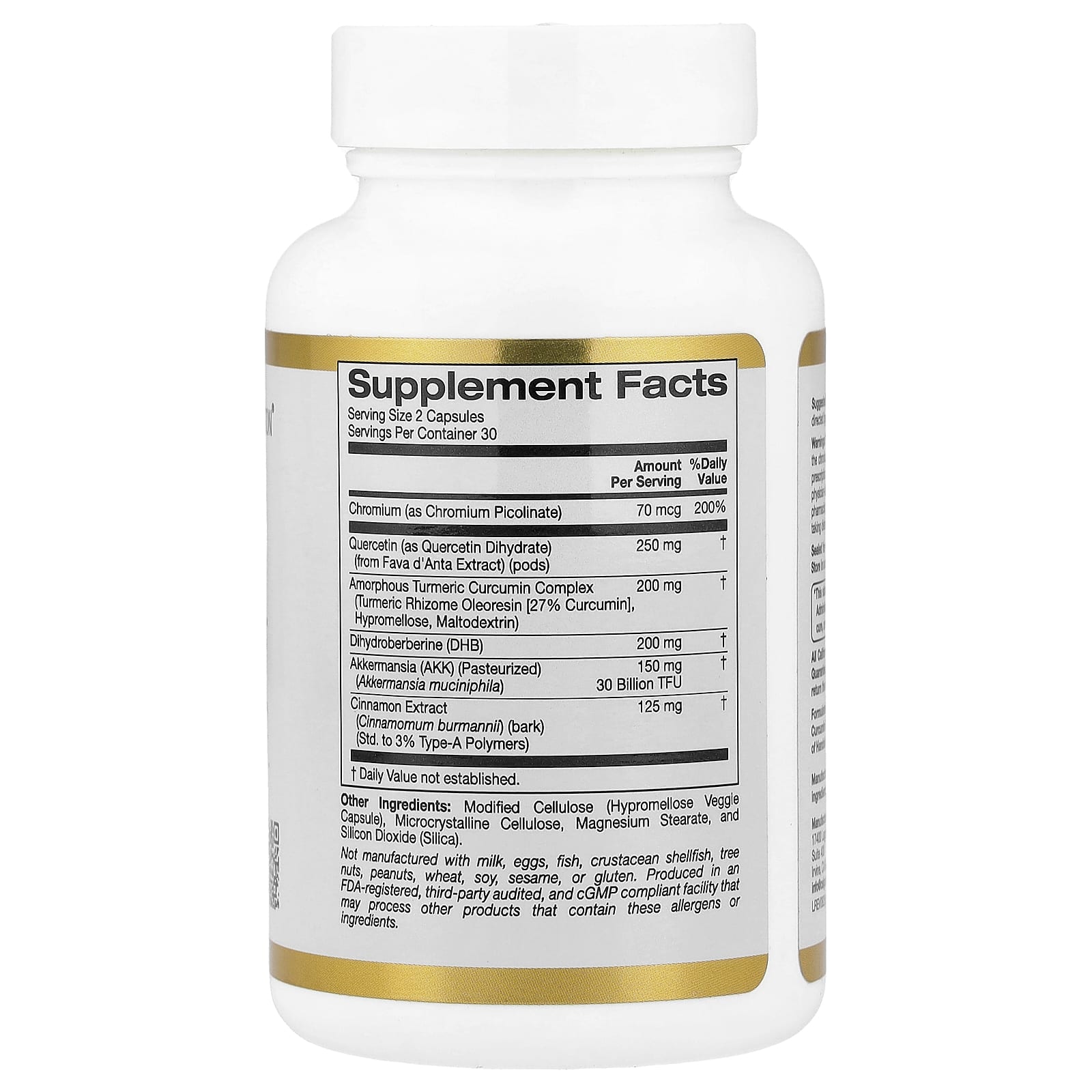 California Gold Nutrition, GLP-1 Supreme™，含阿克曼菌、小檗鹼、五羥黃酮及姜黃素，60 粒素食膠囊