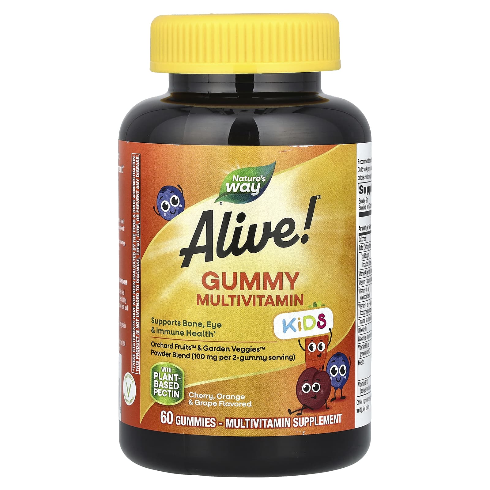 Nature's Way, Alive! 兒童，多維他命膠囊，櫻桃、橙子和葡萄味，60 粒軟糖