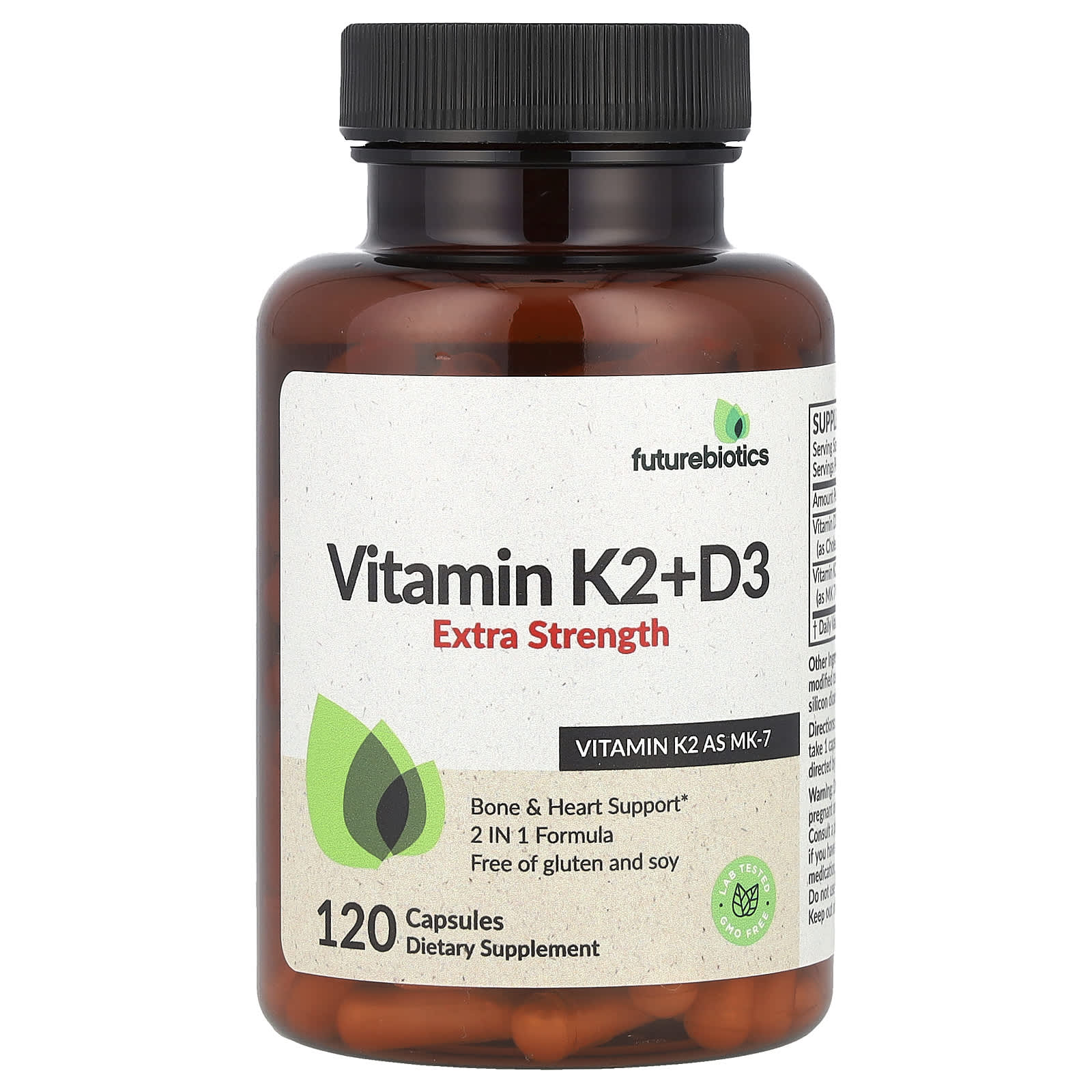 Futurebiotics, 維他命 K2+D3,Extra Strength,120 粒膠囊