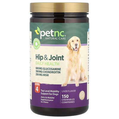 petnc NATURAL CARE, 髖和關節日常健康，4 級，狗狗專用，肝味，150 片咀嚼片