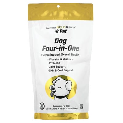 California Gold Nutrition, 寵物狗四合一營養配方，120 片軟咀嚼片，16.93 盎司（480 克）