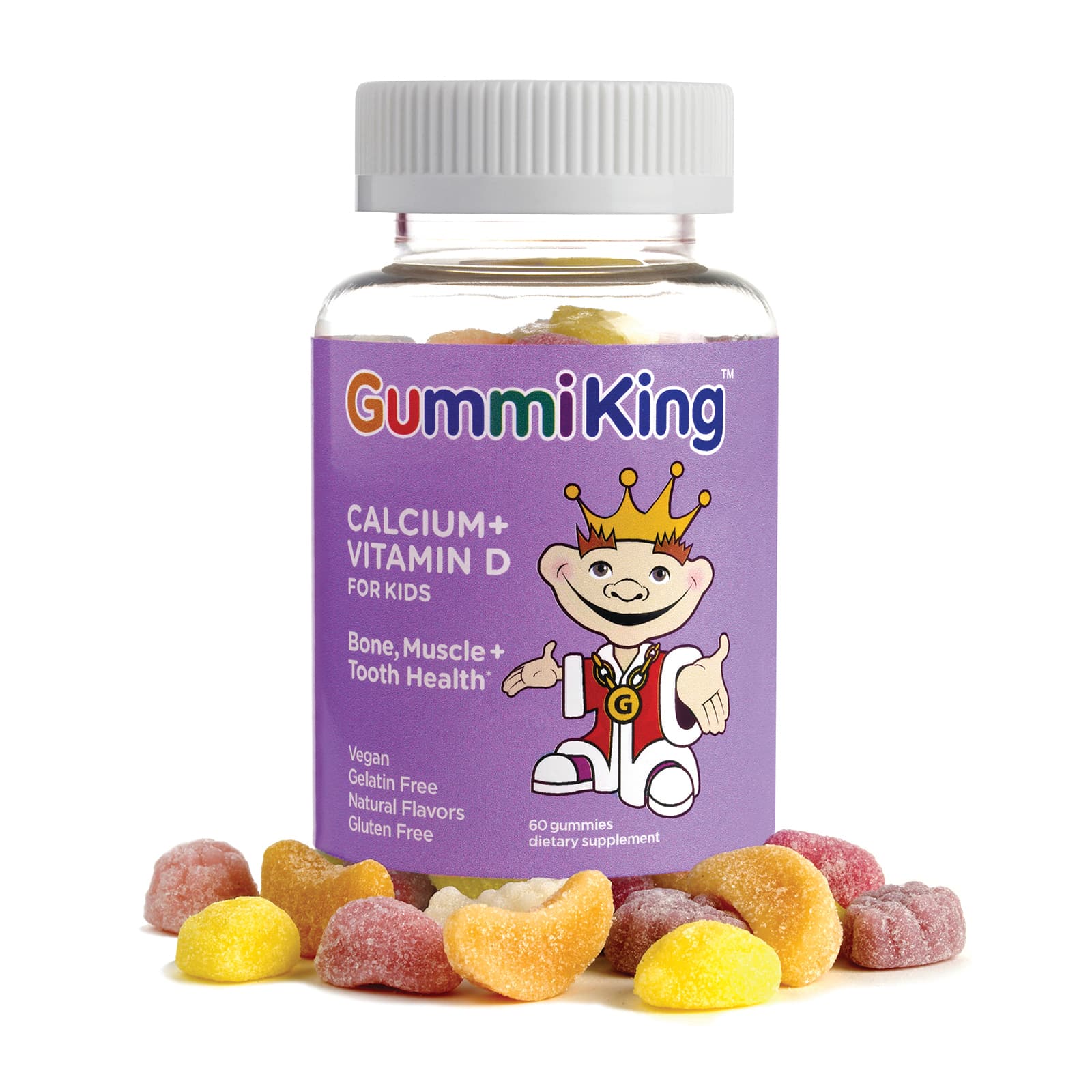 GummiKing, 兒童鈣 + 維他命 D，60 粒軟糖