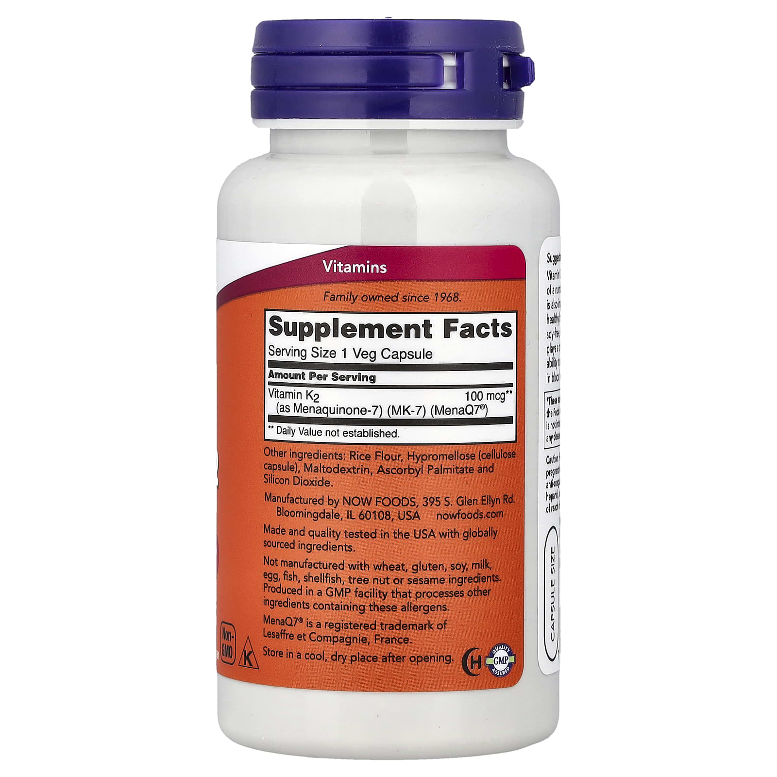 NOW Foods, MK-7,維他命 K-2,100 微克,120 粒素食膠囊