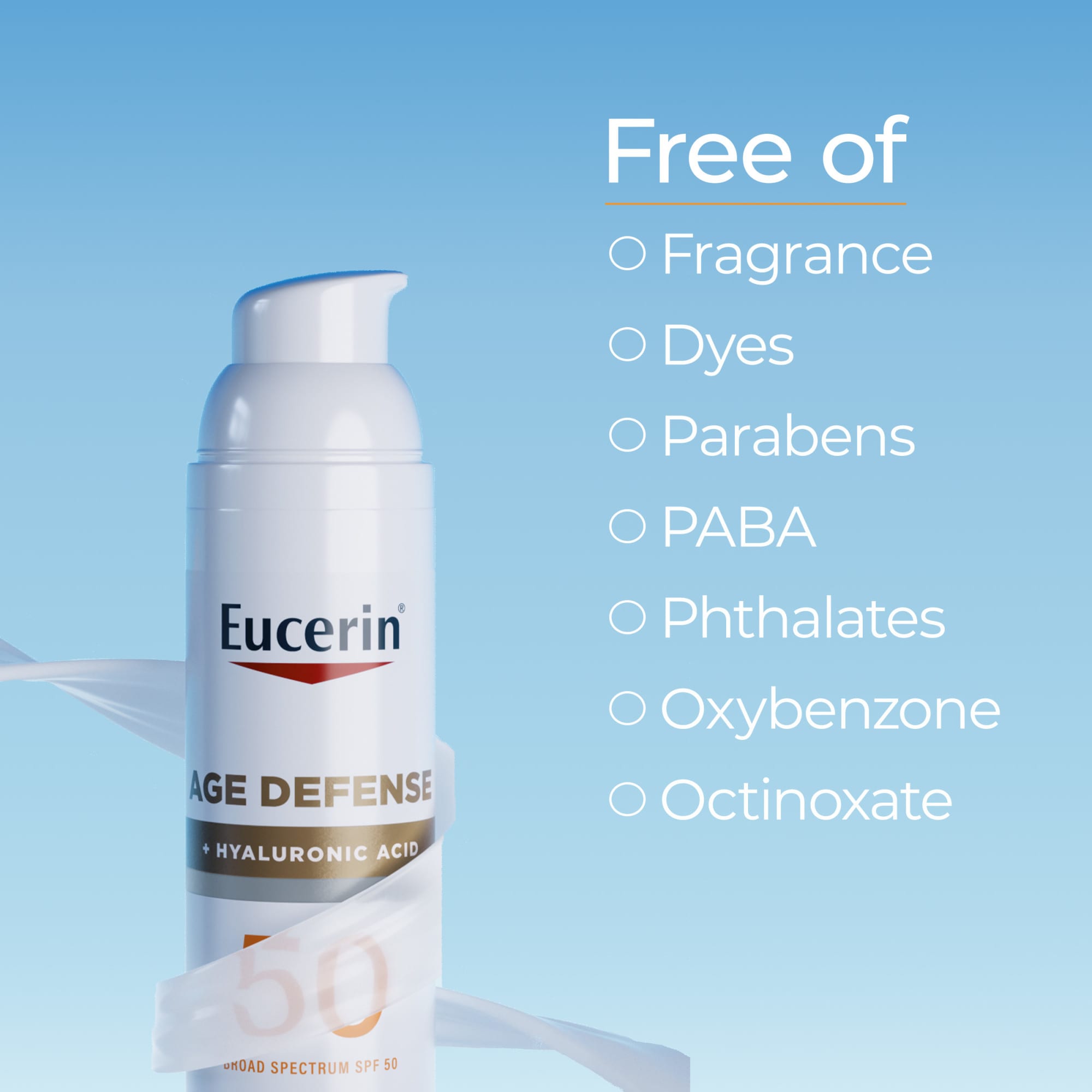 Eucerin, Age Defense，輕盈面部抗曬乳液，SPF 50，無香型，2.5 液量盎司（75 毫升）