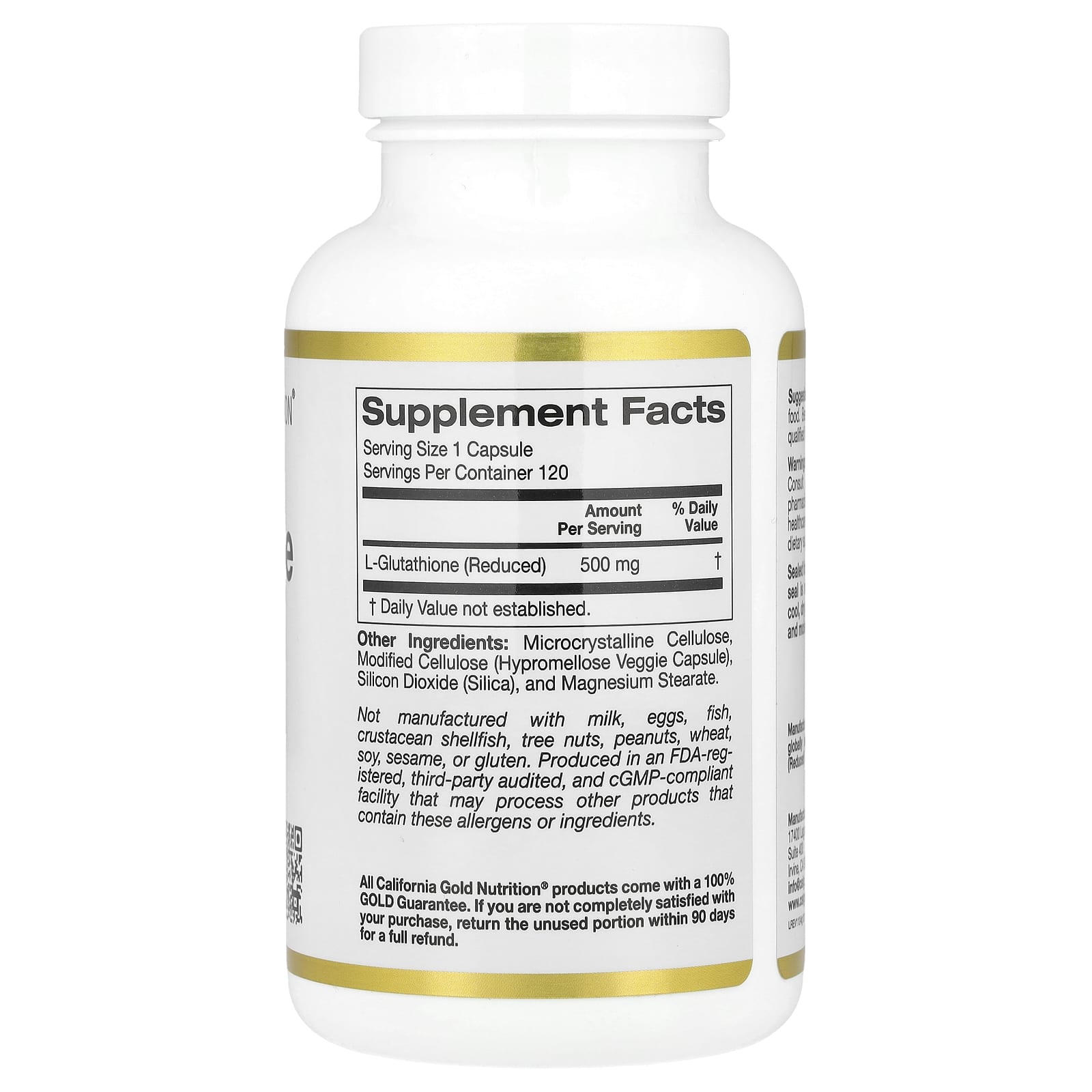California Gold Nutrition, L-谷胱甘肽(還原型),500 毫克,120 粒素食膠囊