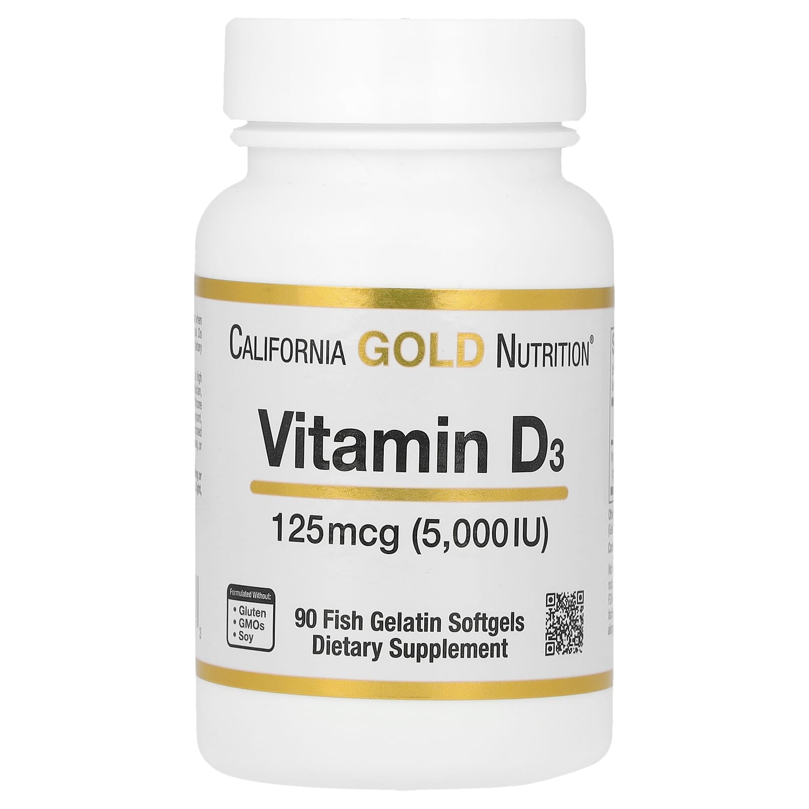 California Gold Nutrition, 維他命 D3，125 微克（5000 國際單位），90 粒魚明膠軟膠囊
