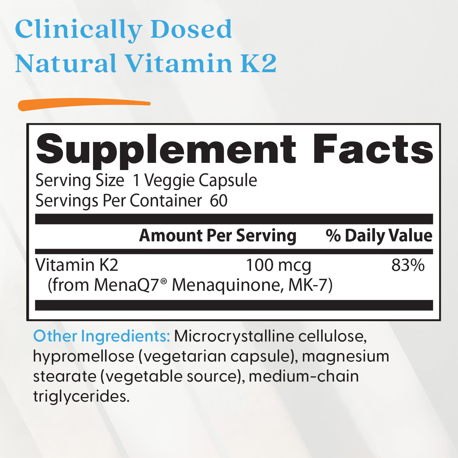 Doctor's Best, 天然維他命 K2 MK-7,含 MenaQ7,100 微克,60 粒素食膠囊