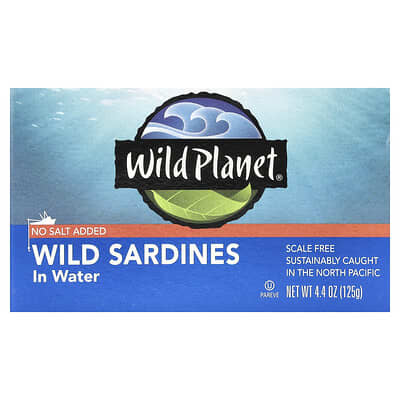 Wild Planet, 水浸野生沙丁魚,無新增鹽,4.4 盎司(125 克)