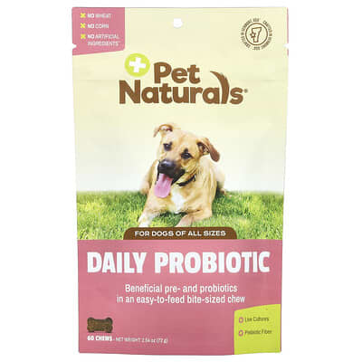 Pet Naturals, 每日益生菌，適合所有體型大小的犬類，60 粒咀嚼片，2.54 盎司（72 克）
