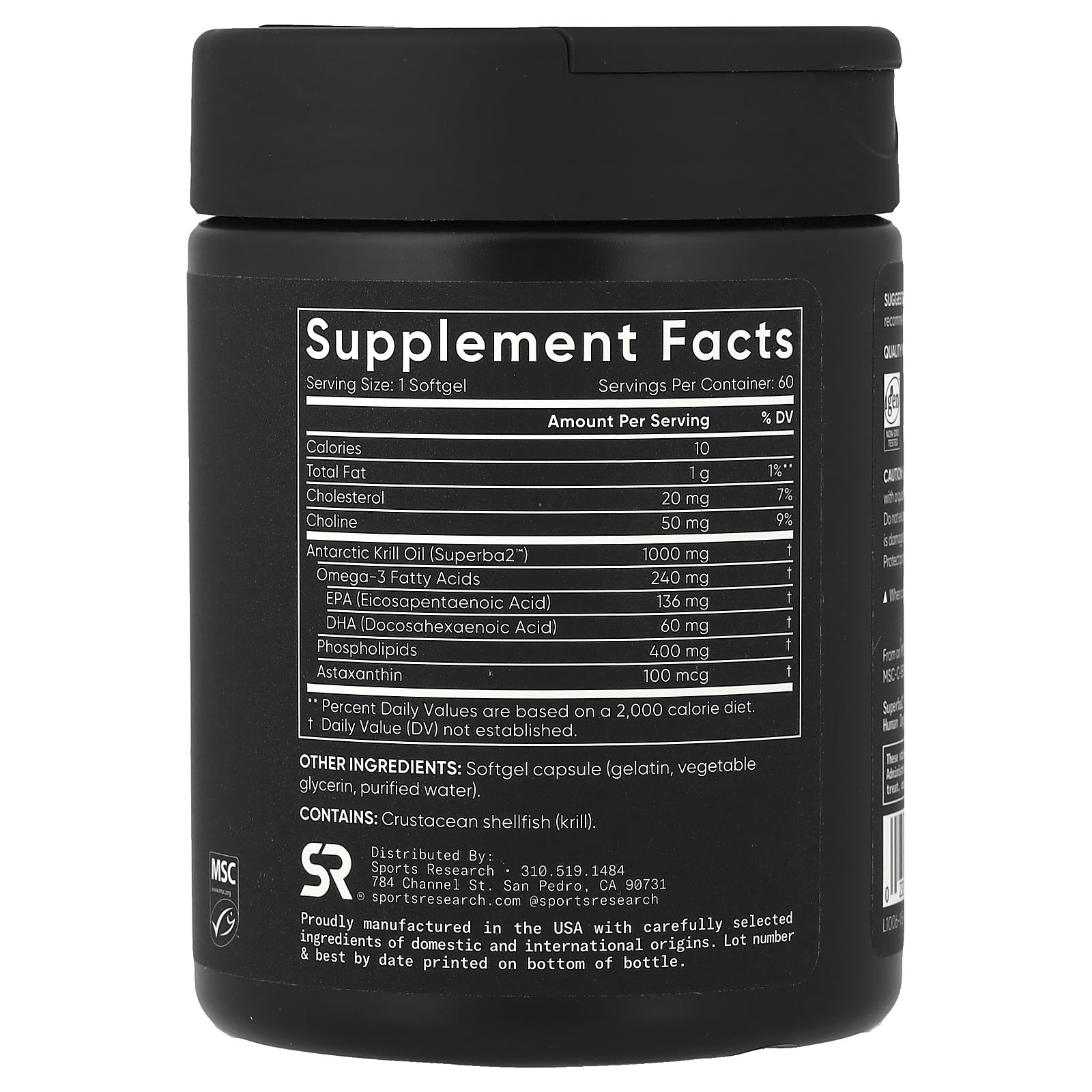 Sports Research, Omega-3 磷蝦油，雙倍功效，1,000 毫克，60 粒軟凝膠
