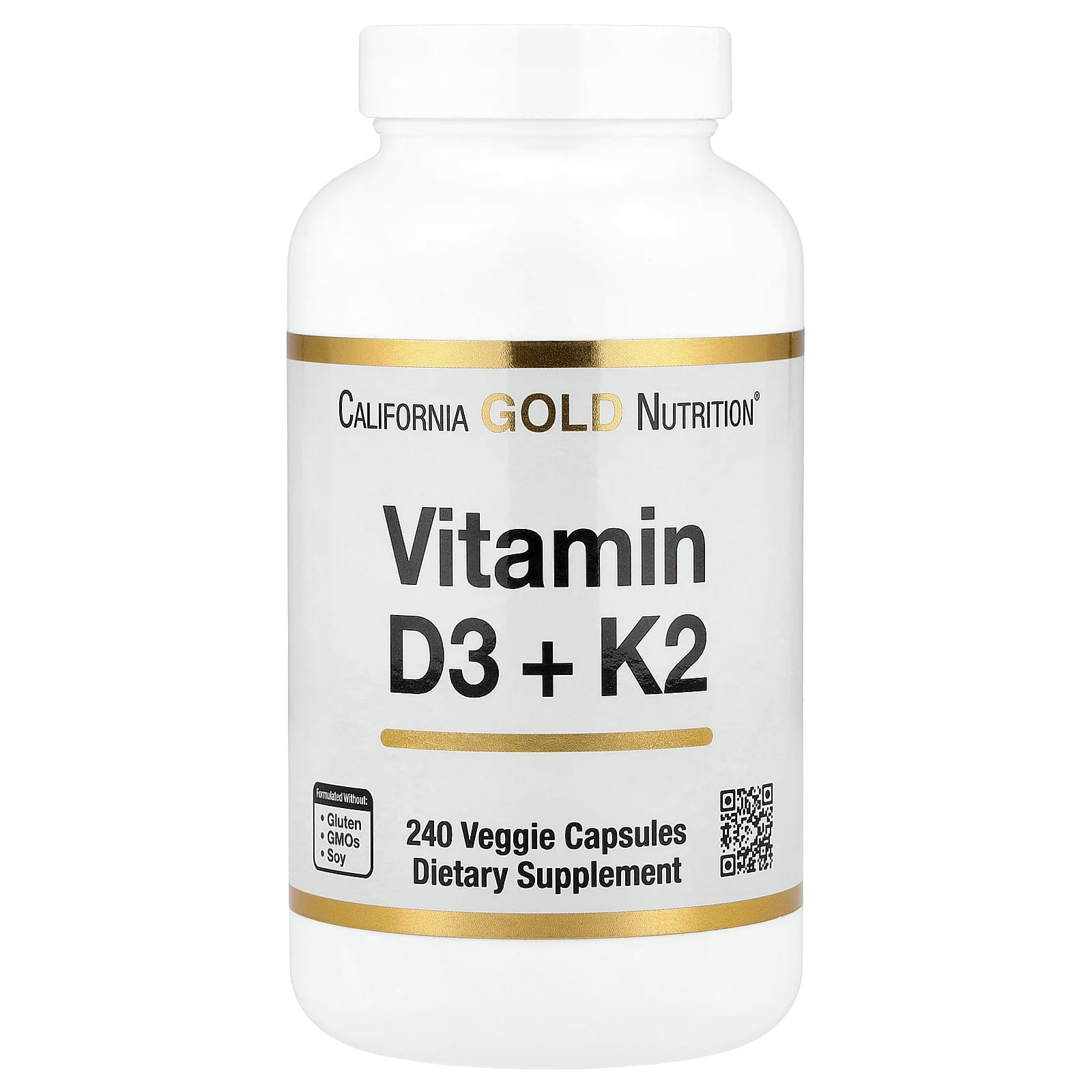 California Gold Nutrition, 維他命 D3 + K2,240 粒素食膠囊