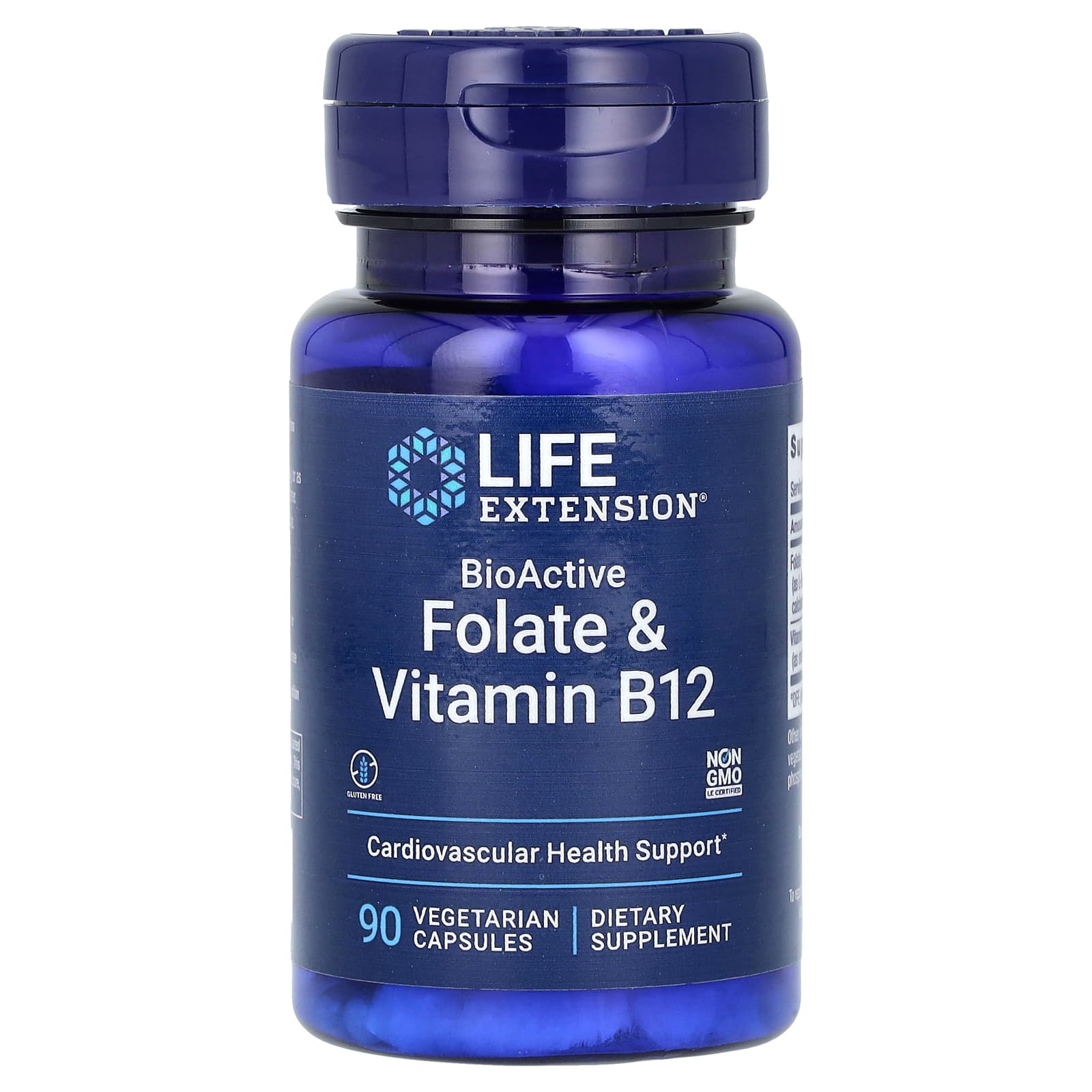 Life Extension, BioActive 系列葉酸鹽維他命 B12 素食膠囊，90 粒裝