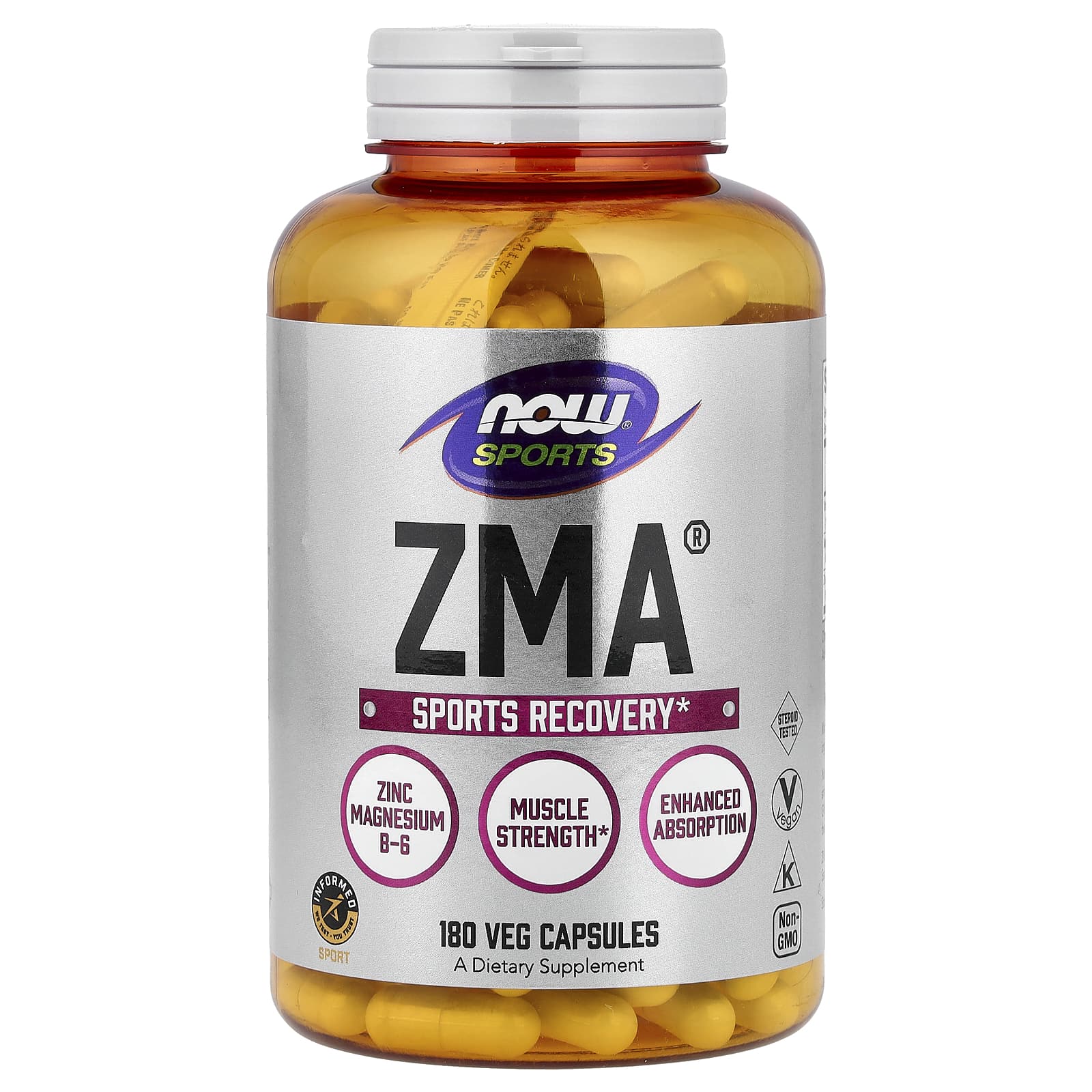 NOW Foods, 運動，ZMA®，180 粒素食膠囊