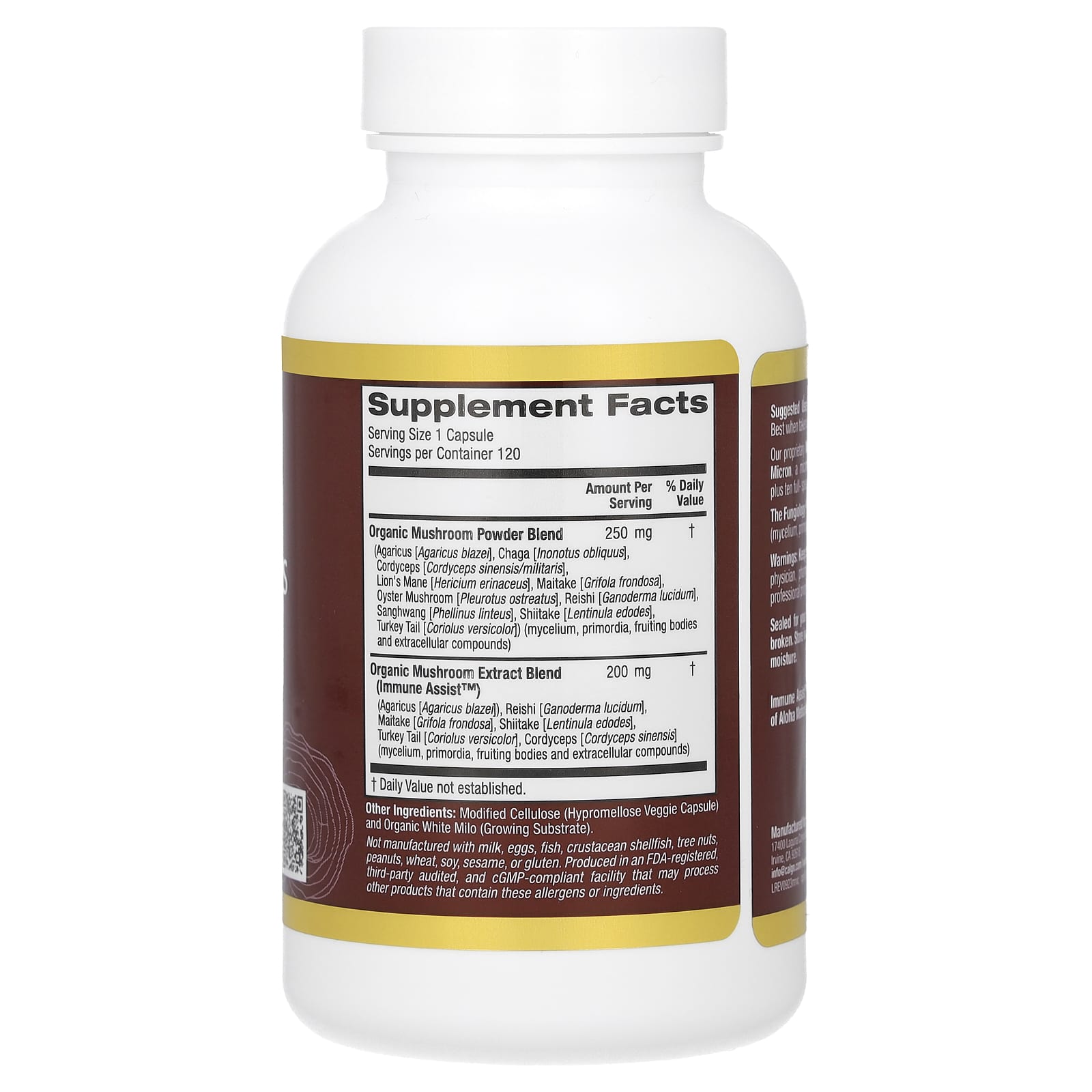 California Gold Nutrition, Fungiology，MushRex Plus 素食膠囊，多面十種蘑菇複合物，含姬鬆茸、白樺茸、蟲草和猴頭菇，120 粒