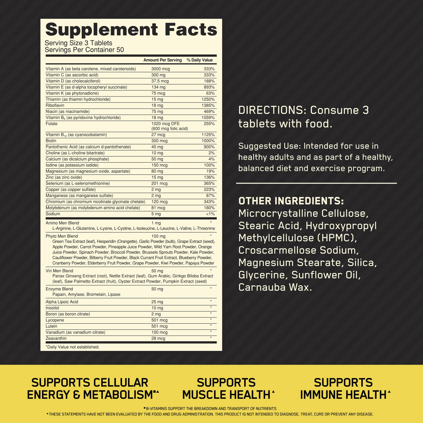 Optimum Nutrition, Opti-Men 男性複合維他命，150 片