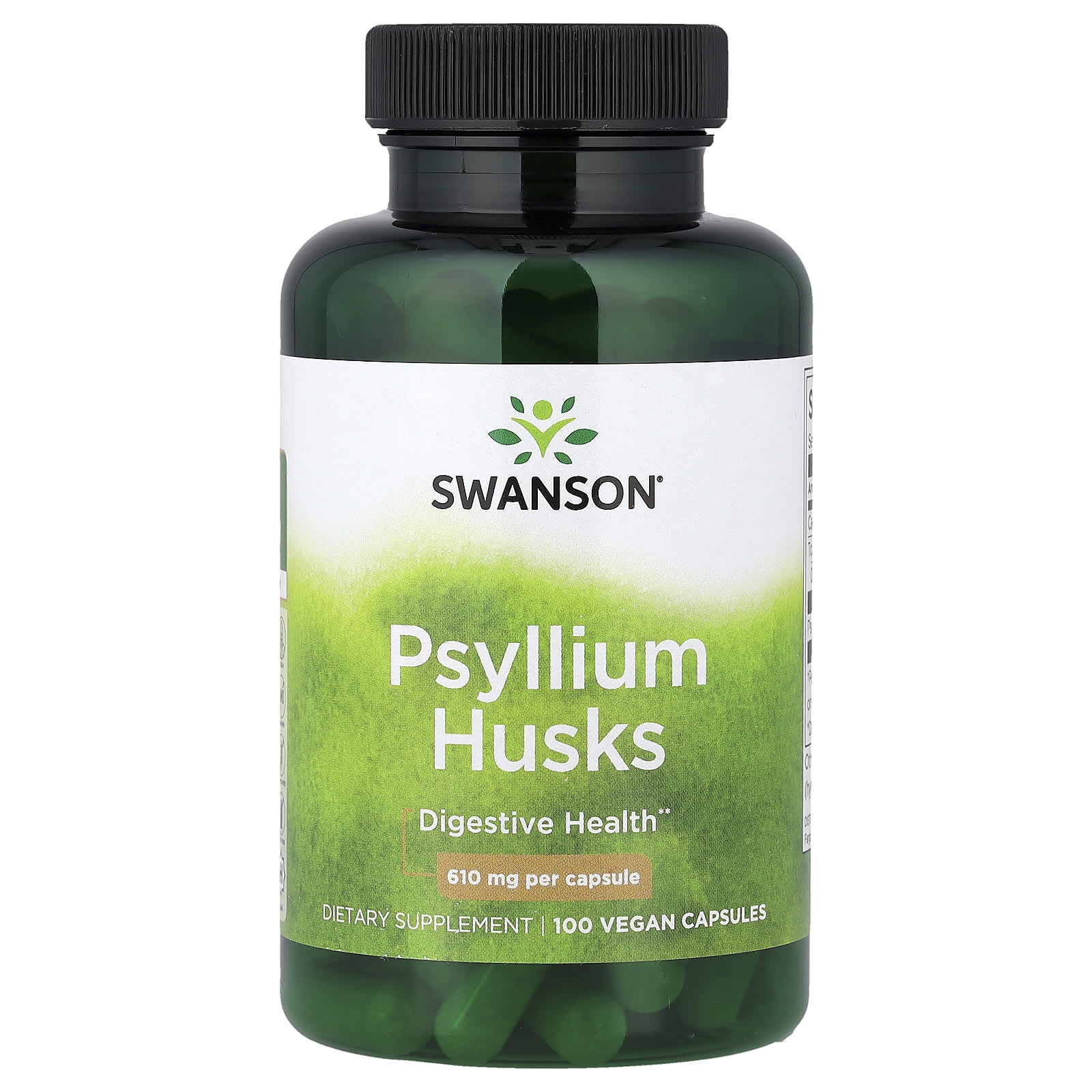 Swanson Vitamins, 車前子殼全素膠囊，610 毫克，100 粒