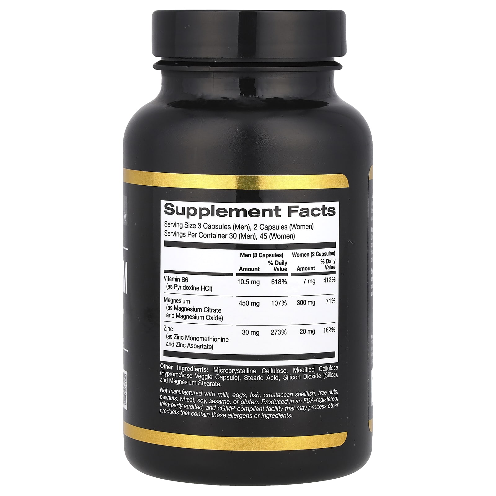 California Gold Nutrition, 運動系列，鋅、鎂和維他命 B6，90 粒素食膠囊