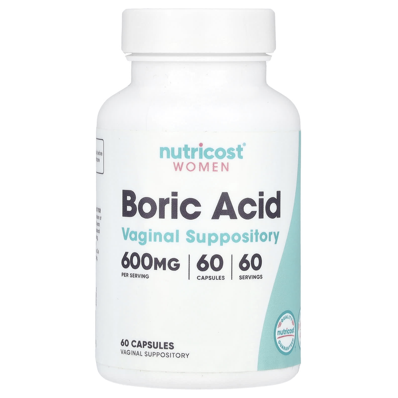 Nutricost, 女性,硼酸,女性私密部位栓劑,600 毫克,60 粒膠囊