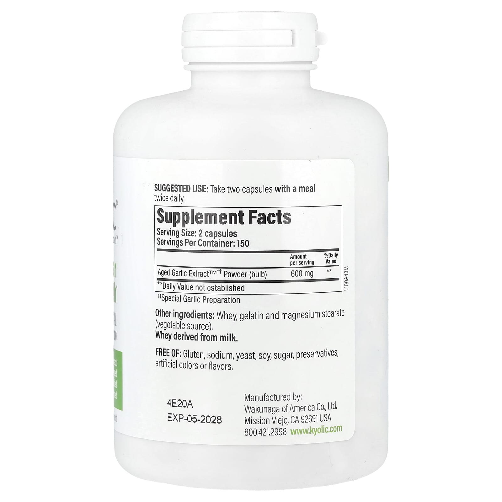Kyolic, 陳蒜提取物™,心血管健康,原初配方 100,300 粒膠囊(每粒膠囊 300 毫克)