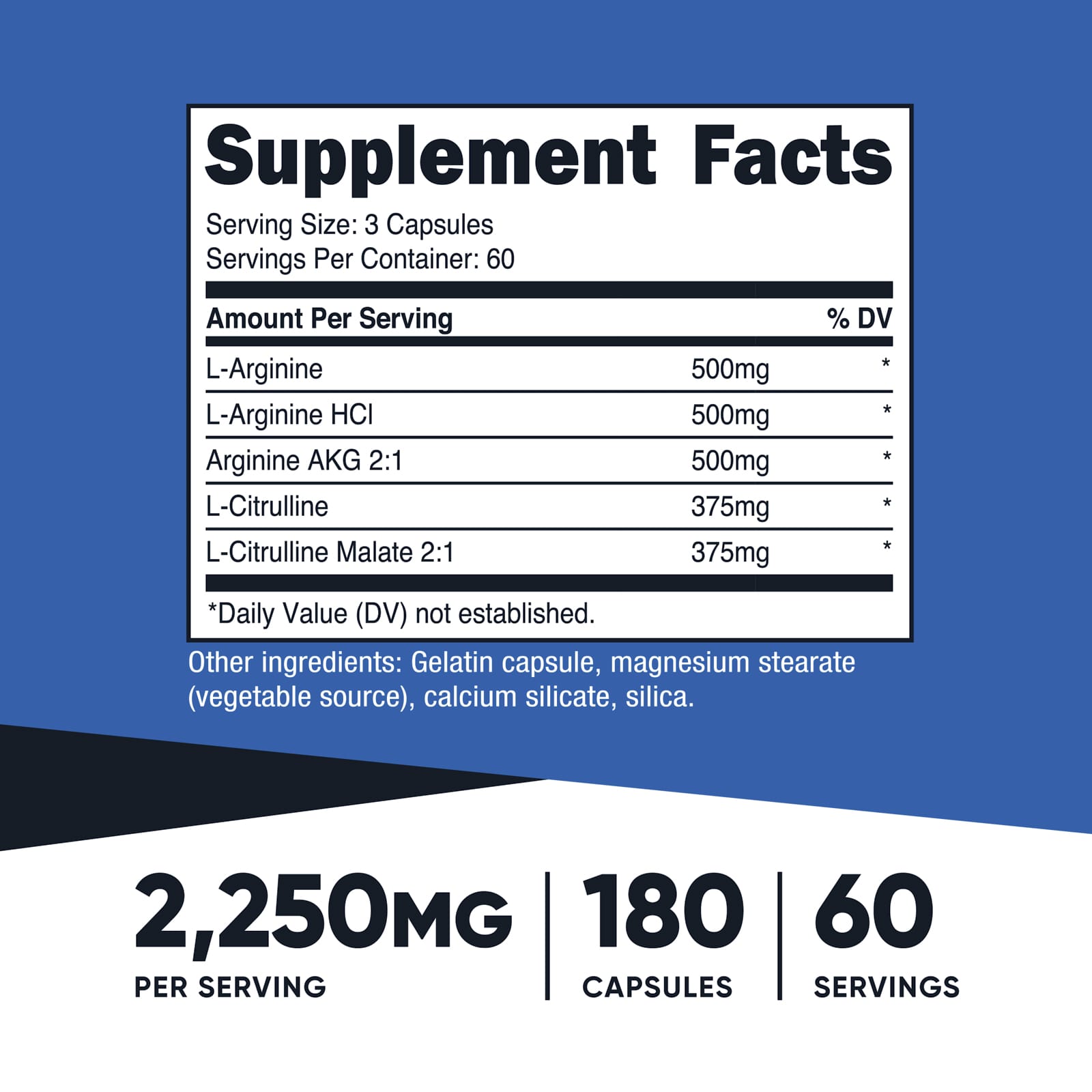 Nutricost, 表現，一氧化氮促進劑，180 粒膠囊